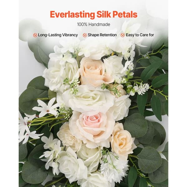 Artificiella Blomsterkit-Duoku-för Bröllopsbåge-Kit med Vita Blommor för Bröllopsbåge med Gardiner (4-pack)