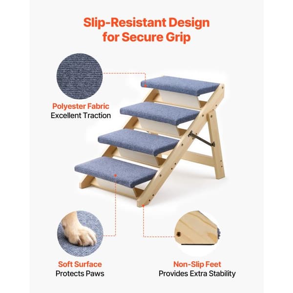 Fällbar Trappa för Djur-Duoku-4 Steg-Konvertibel till Ramp-Steghöjd 12 cm