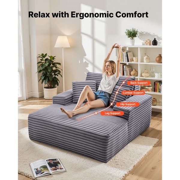 Chaise Longue - DUOKU - Model 8034 - Ergonomisk - Blødt faux pels - Grå Grå