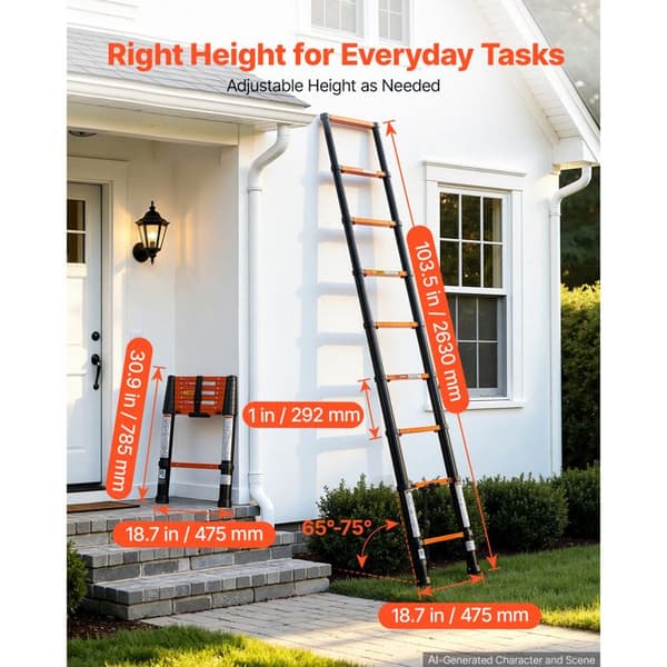 Teleskopstege 263 cm i Aluminium-Duoku-med Enknappsfällsystem, Maximal Belastningskapacitet 150 kg