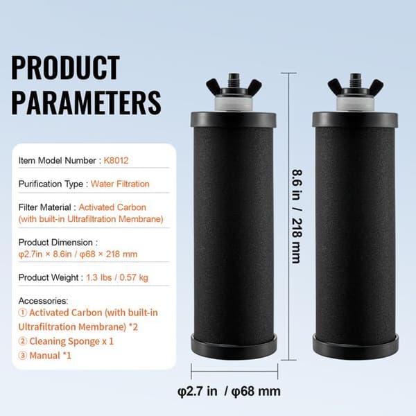 Vattenfilter - DUOKU - K8012 - Aktiv Kol - Lätt att Byta - 2-pack Svart