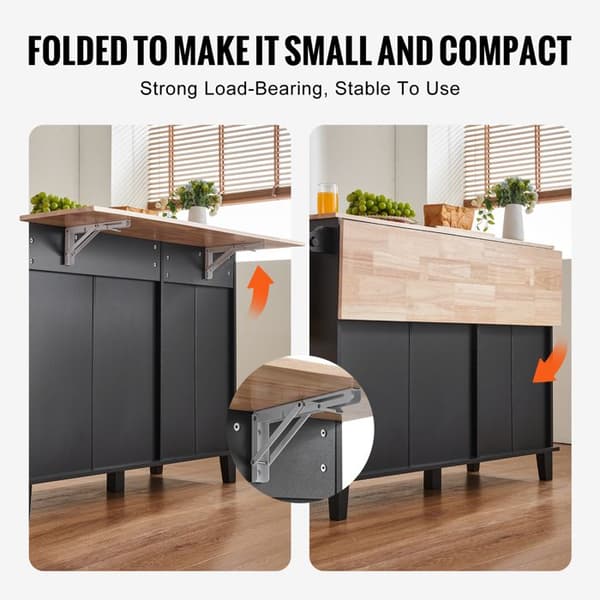 Köksoffbord - DUOKU - SR231333 - Trä och svart - Förvaring 10 Gallons - Samtida stil trä och svart