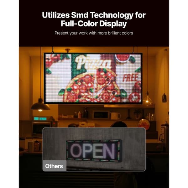 LED-skylt Programmerbar-Duoku-67x35 cm-Digitalt Display i Fullfärg P5-Anpassningsbara Texter och Mönster