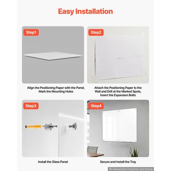 Vitt Torkbart Glaswhiteboard 900x600 mm-Duoku-2-pack, Väggmontering, Magnetisk Memo-tavla i Härdat Glas Utan Ram