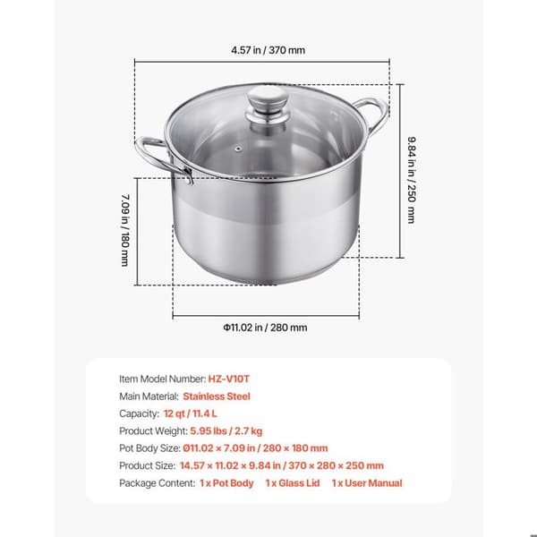Marmite - DUOKU - HZ-V10T - 11,4 L - Rustfrit stål - Gas-kompatibel