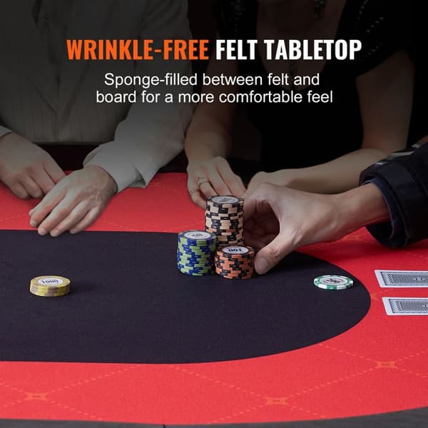 Foldable Poker Table-Duoku-10 Spillere 90 Tommer-til Blackjack og Texas Holdem med Polstrede Rails