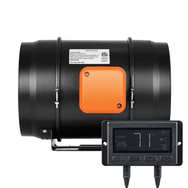 Kanalventilator - DUOKU - 8 Tommer - 807 CFM - Stille EC Motor - Temperatur/Fugtighed Controller