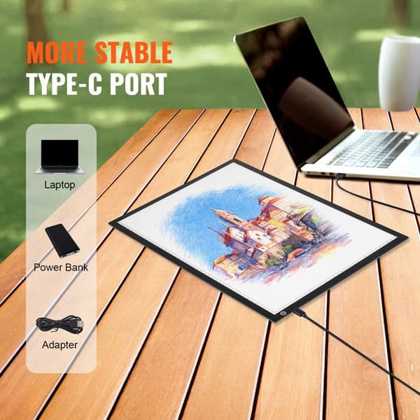 LED Lysbord - DUOKU - A3-20 - Justerbar Lysstyrke - USB Strøm - Sort Svart