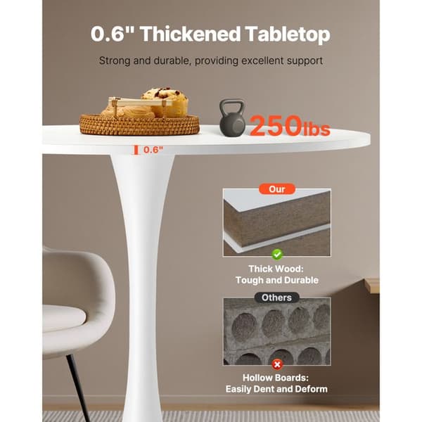 Rund Matbord - DUOKU - 80 x 80 cm - MDF Trä - 4 Platser - Modern Design