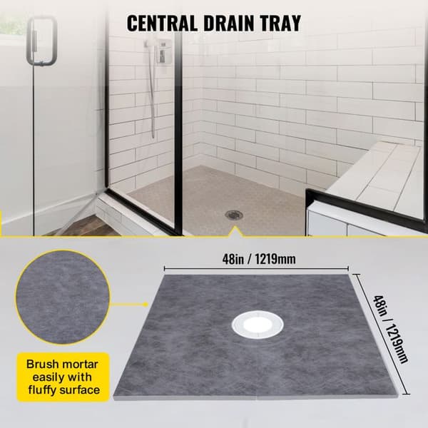 Brusekant - DUOKU - VV-LYDZ-PVC4848Z - 48"x48" - PVC Afløb - Rustfrit Stål Gitter