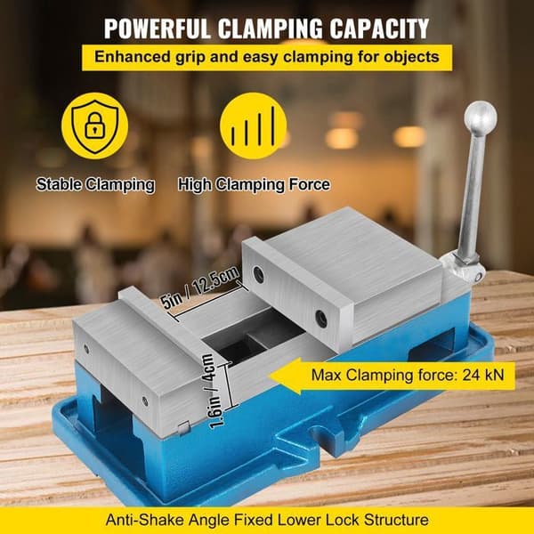 Bordsklämma - DUOKU - Super Lock 5" - Käft 125 mm - Hög precision CNC - Kropp gjutjärn HT250