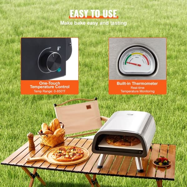 Pizzaovn - DUOKU - EG12-02B-18 - Rustfrit Stål - Bærbar - 850 °F