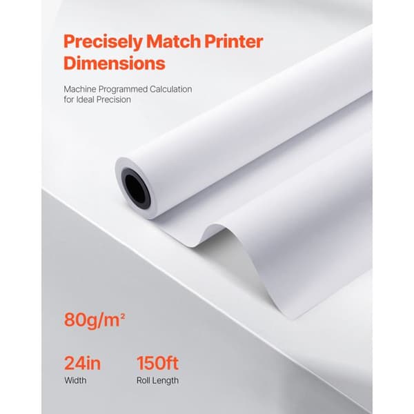 Hvid Tegnepapir Rulle-Duoku-Stort Format 609,6 mm x 45,7 m-Sæt med 2 Ruller til CAD Plotter, Kerne på 50,8 mm