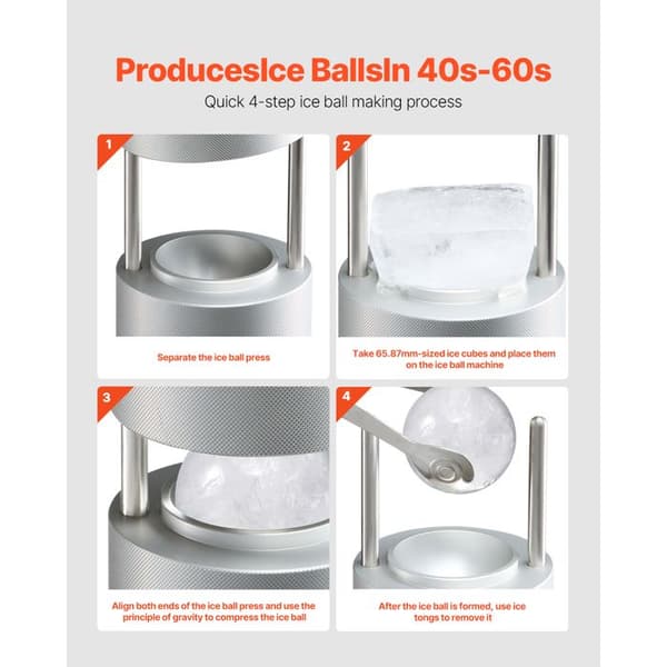 Isbitsform - DUOKU - KH-B03 - Isboll 2,1 tum - Färg Silver - Vikt 3,2 kg Pengar