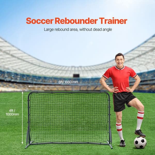 Fodbold Rebound Træner - DUOKU - ZQHTW6x4 - 6 x 4 ft - Nem Installation - Sort