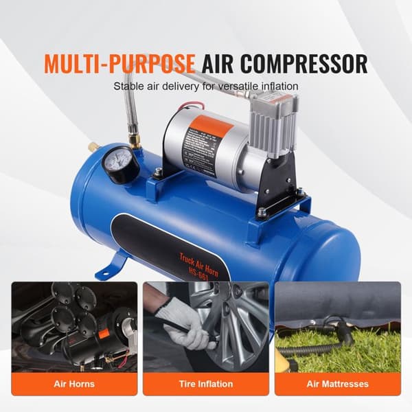 Luftkompressor - DUOKU - HS-661 - 12 V - Tank 1,6 Gallon - 120 psi