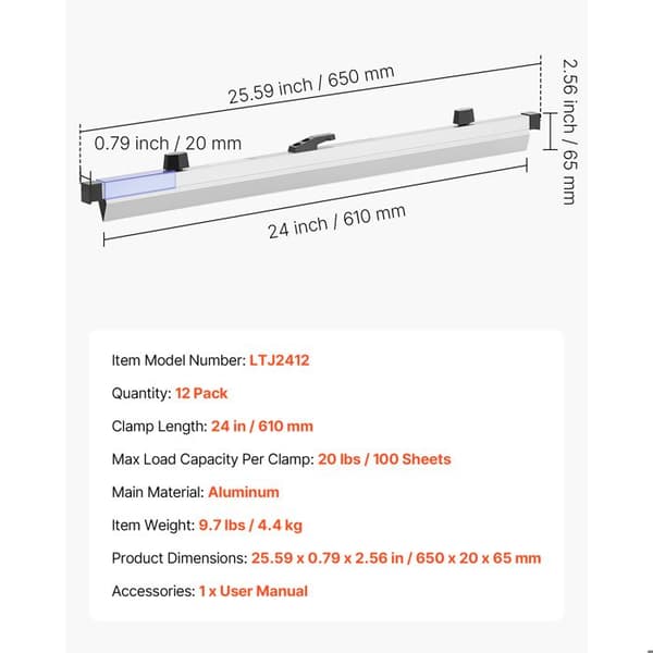 Planholder med Klemmer 610 mm-Duoku-Opbevaringsbånd til Arkitektdokumenter, til Plakater, Teknisk Papir