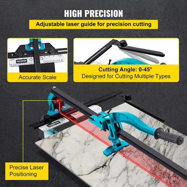 Manuel flisecutter - DUOKU - 1000 mm - Aluminium - Laserpositionering - 10 kg
