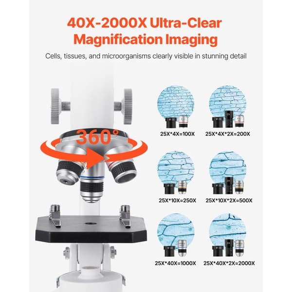 Mikroskop monokulär - DUOKU - XSP-01A - 40–2000× - Aluminiumlegering - LED-lampa
