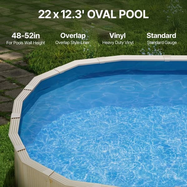 Svømmebadsbelægning - DUOKU - 22 x 12,3 ft - Holdbart Vinyl - Oval - Standard Kaliber