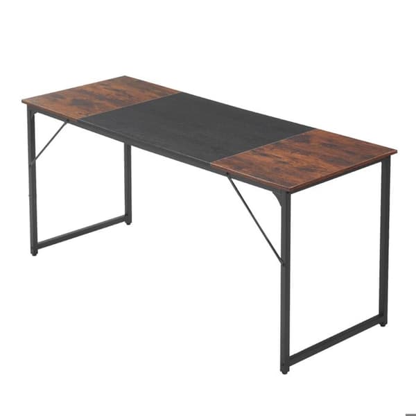 Computerbord 160 x 60 x 75 cm-Duoku-med metalstruktur-med benplads-Brun og sort