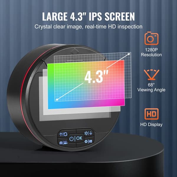 Endoskopkamera - DUOKU - SC12 - IPS-skærm 4,3" - Kabel 5 m - 3 Linser - 10 LED-lys