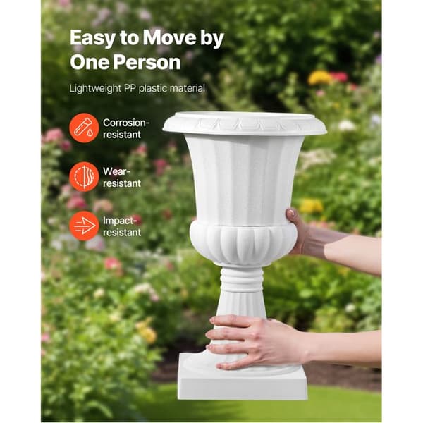Jardiniär Urn - DUOKU - KD2983W - Plast PP - 25 x 42 cm - Set med 2 Vita Krukor Vit