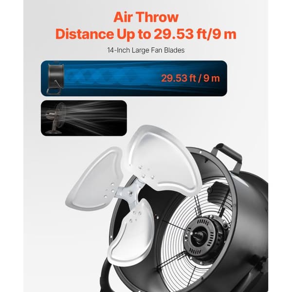Gulvventilator - DUOKU - 14 Tommer - 3 Hastigheder - Luftstrøm 2520 ft³/min - 360° Tilt