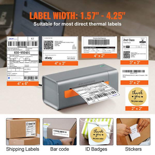 Etiketprinter - DUOKU - Y486 - 203 DPI - 150 mm/s - Direkte termisk - Grå