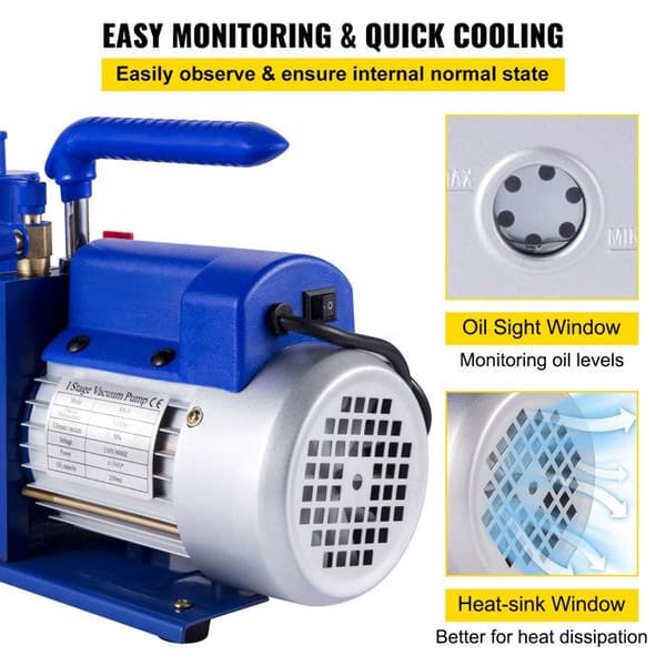 Vakuumpump - DUOKU - RS-3 - 7 CFM - 1/2 CV - Elektrisk 230V