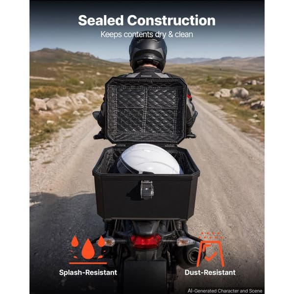 Motorcykelkoffert - DUOKU - MD-045 - 45 L - Vattentät ABS IPX4 - Lås och läderfoder