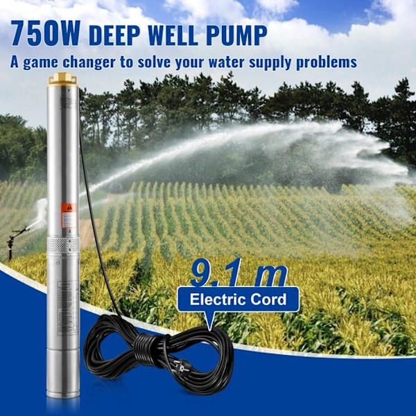 Sänkpump - DUOKU - 4SDM4/10 - 750 W - Max Flöde 7,1 m³/h - Max Höjd 75 m
