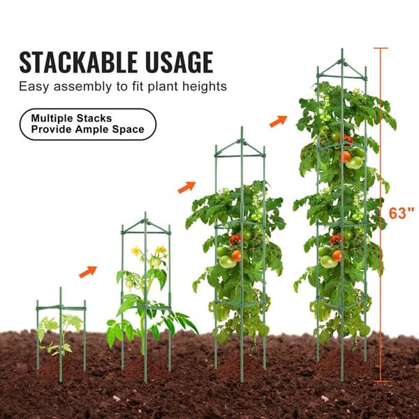 Set om 4 Tomatburar 160 cm-Duoku-Staplingsstöd-för Växter-Trädgårdsstolpar för Grönsaker
