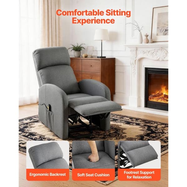 Elastisk elektrisk stol (recliner) - DUOKU - SX-81742 - Høj densitet skum - Læneposition -45° til 150° - Lys grå Ljusgrått