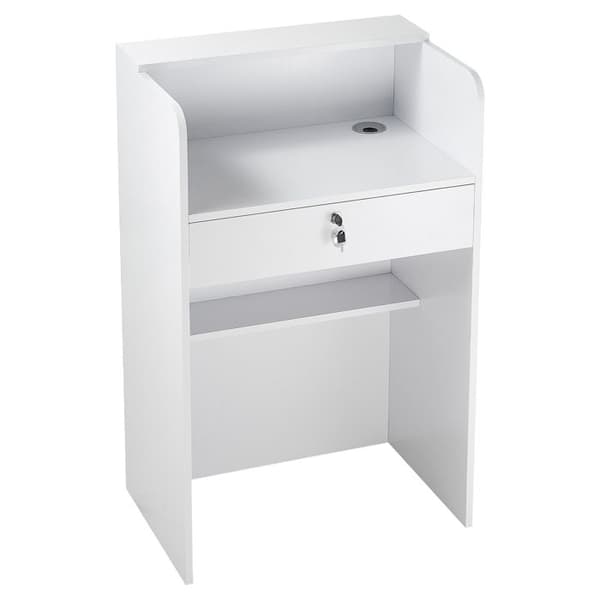 Moderne Reception Disk-Duoku-60 cm-Rektangulært Modtagelsesbord med Låsbart Skuffe-Hvid