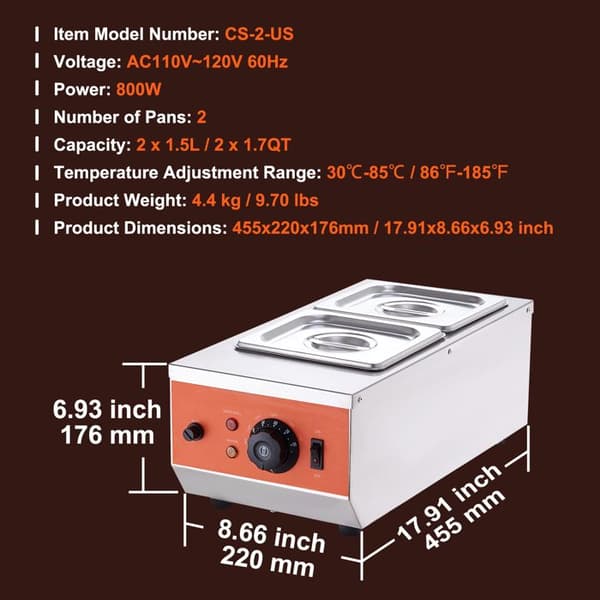 Suklaan Lämpötilan Säätölaite - DUOKU - CS-2-US - 2 x 1,5 L - 800 W - Kaksoisastia