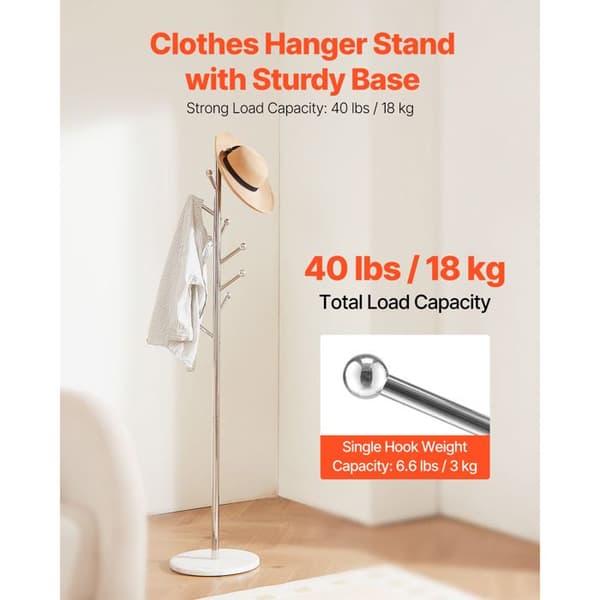 Garderobe - DUOKU - GH-L618 - 8 Krog - Marmorbase - Rustfrit Stål