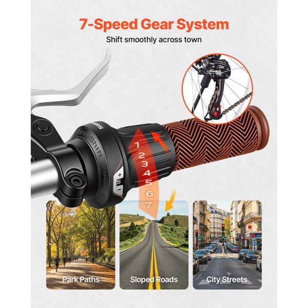 Bycykel til kvinder - Duoku - Urban model 66 cm med 7 gear, lys grøn farve, ideel til daglig transport.