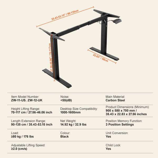 Stående Kontorramme - DUOKU - Justerbar 27,6 til 46,1 tommer - Sort Metal - DIY Montering - Moderne Design