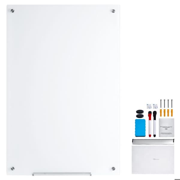 Magnetisk Whiteboard - DUOKU - 48"x32" - Härdat Glas - Torrtäckbar - Inkluderar 2 Markörer