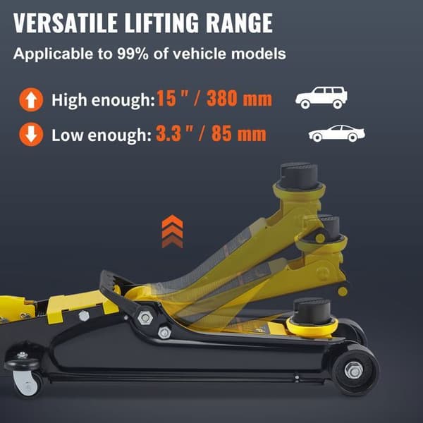 Lågprofil domkraft - DUOKU - S385 - 2,5 t - Lyft 85–380 mm - Stål