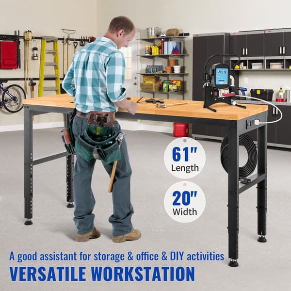 Justerbart Arbejdsbord -Duoku- Højde 61"L x 20"W med Strømtilslutning