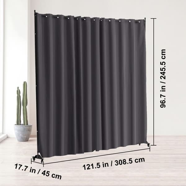 Skärmvägg - DUOKU - Bärbar med hjul - 308,5x245,5 cm - Grå - Tyg Grå