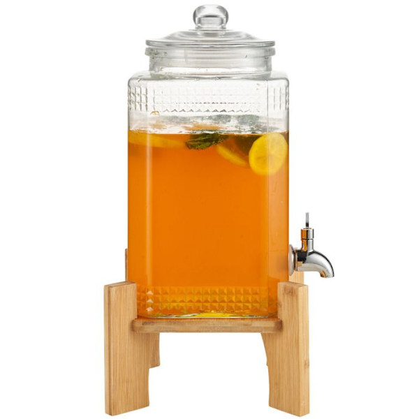 Drikkevaredispenser - DUOKU - 1,5 Gallon - Glas - Støtte i Rustfrit Stål - Kran