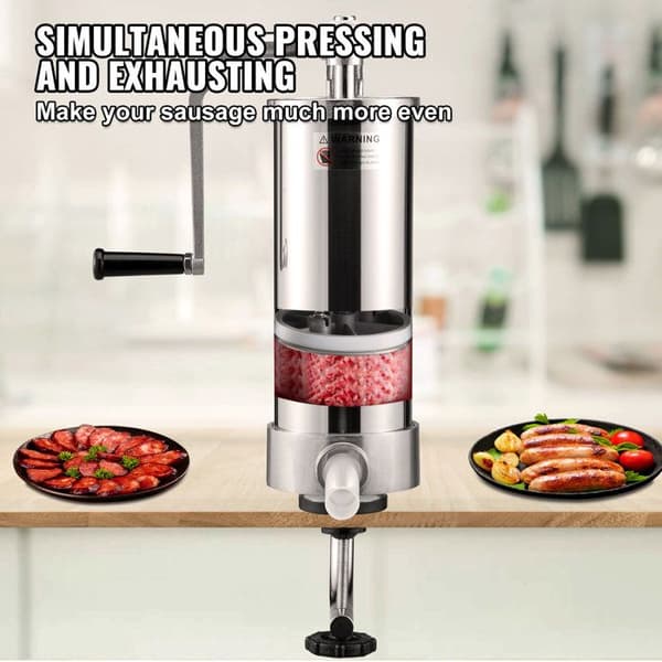 Manuel Pølsepress - Duoku - 3 L - Vertikal Pølfyldningsmaskine - Rustfrit Stål 304