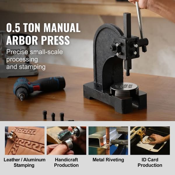 Skruvpress - DUOKU - Manuell Ställbar Press - 0,5 Ton - Maximal Höjd 117 mm - Robust Precision