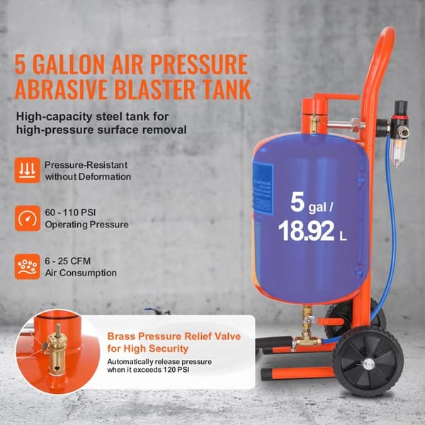 Sableuse-Duoku-18,92 L-60-110 PSI-Högtryck-Portabel-4 Keramikmunstycken