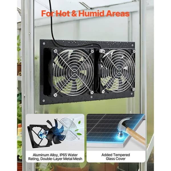 Solventilator Utrustad med en 15 W Solpanel - Duoku - och Två Fläktar, Designad för Luftutvinning