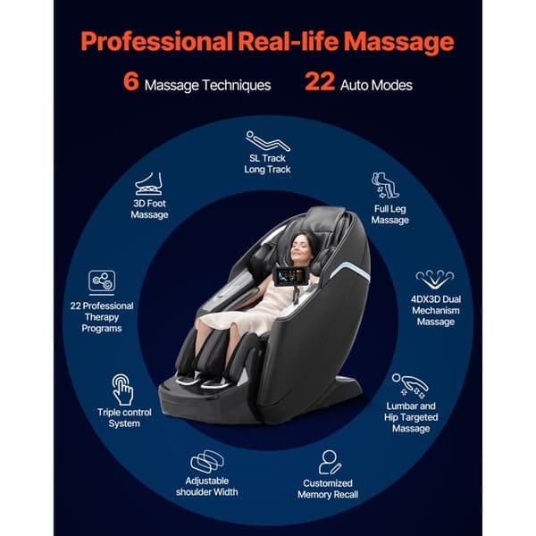 Massage Stol - DUOKU - BH-8318 - Justerbar - Zero Gravitet - Yoga Stræk Tilstand