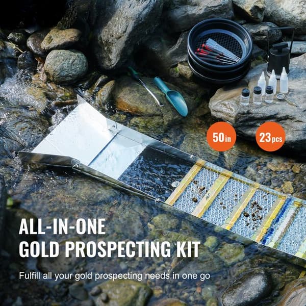 Foldable Sluice Box-Duoku-with Sluice Box-Aluminum Mining Extraction Equipment 50"-23 Piece Set